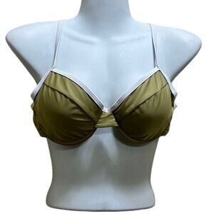 Jimmi Swim Bikini Bra Top (ONLY) S Green White Trim Padded Swimwear Pool Beach